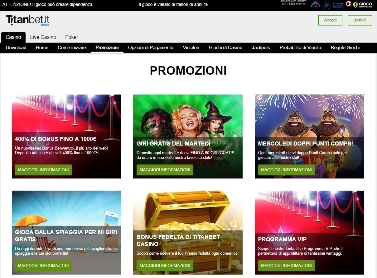 Bonus e azioni TitanBet Casino