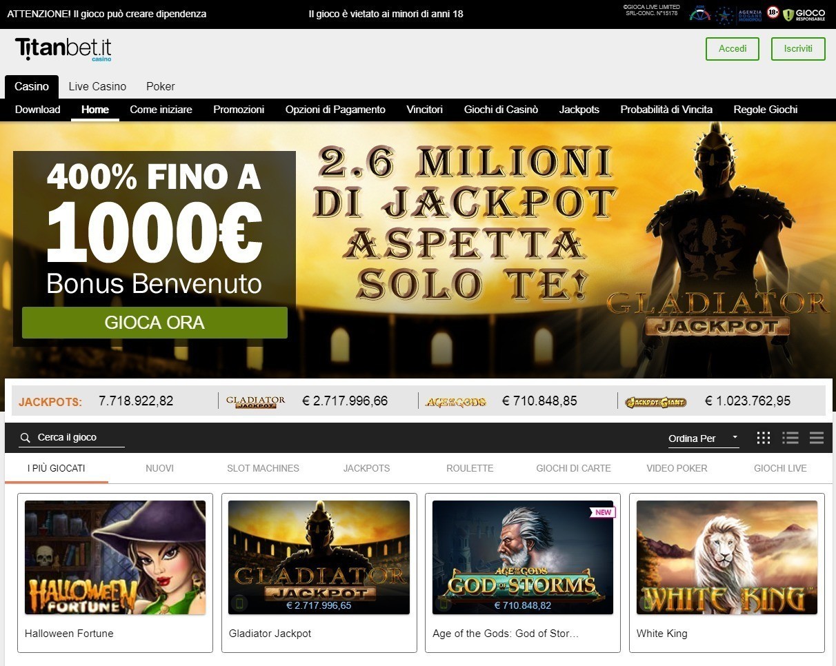 Panoramica del casinò TitanBet